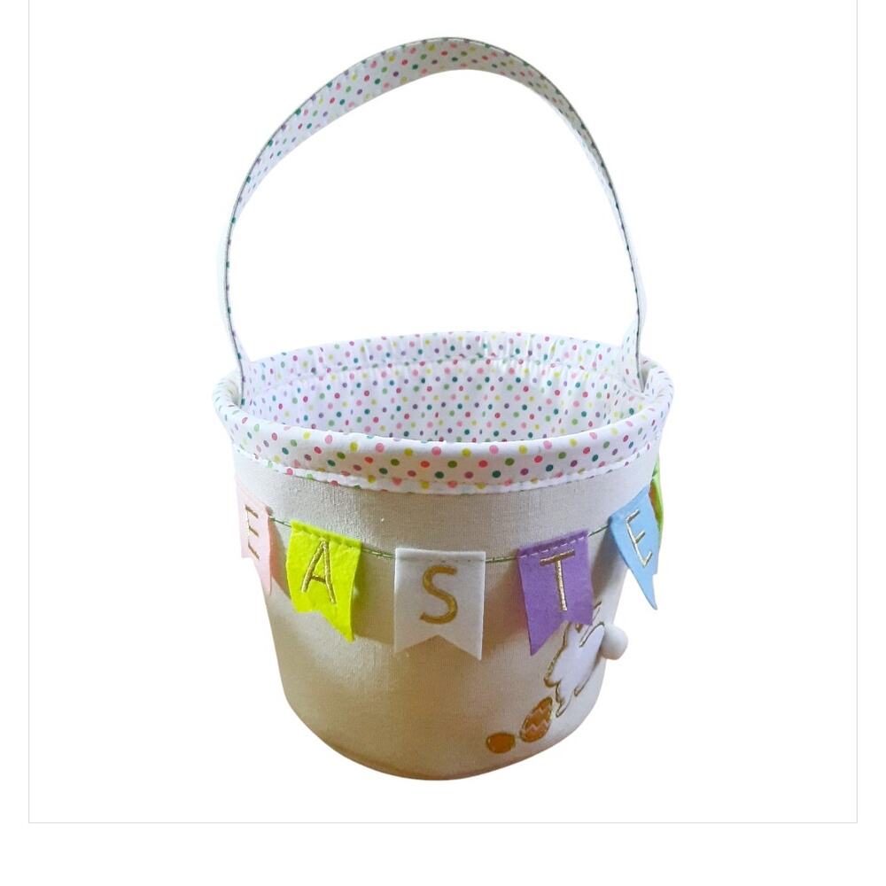 Wondertreats Cloth Covered Polka-dot Lined Easter Bunny Easter Basket